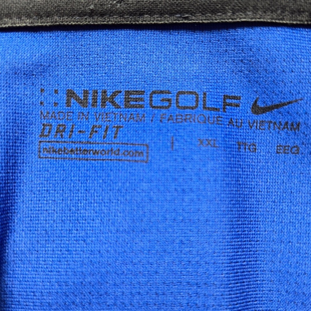 Nike Golf Men's Size 2XL Dri-fit Short Sleeve 1/4 Button Blue Black Breathable - Picture 2 of 9